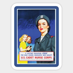 Restored World War II Women's US Cadet Nursing Corps Recruitment Poster Sticker